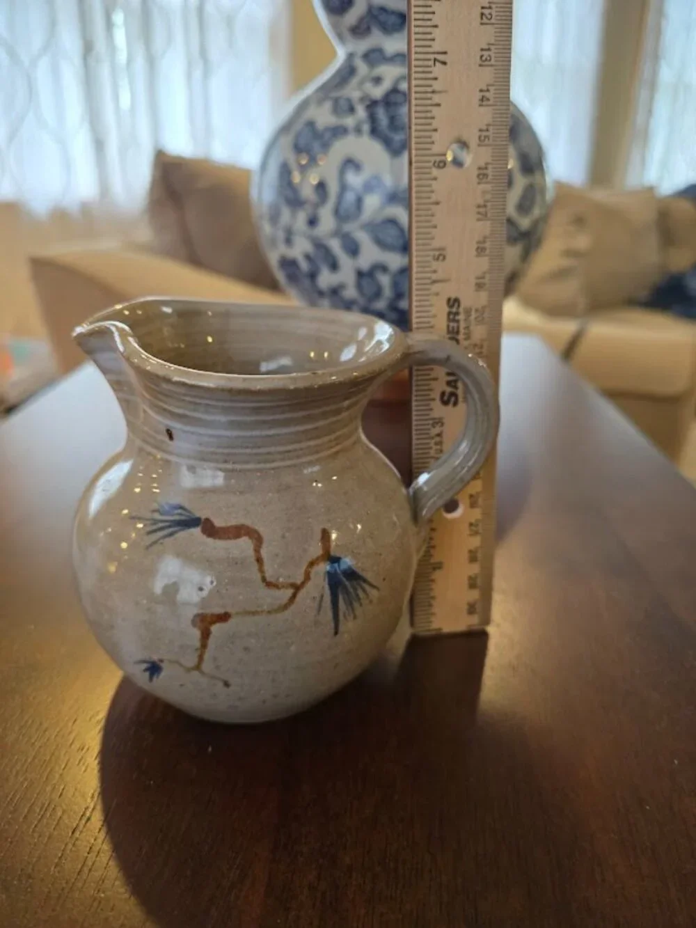 VTG Jugtown Ware Salt Glaze Blue Pine Seagrove, NC Pitcher - Original Stamp